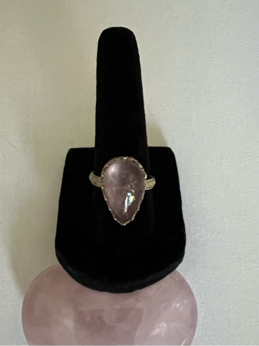 Vintage Solid 925 Sterling Silver Amethyst Teardrop Gemstone Ring